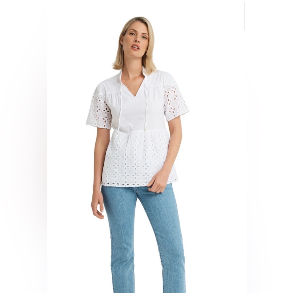 Halston Eyelet Top 100% Cotton